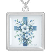Blue Cross and Flowers with John 3:16