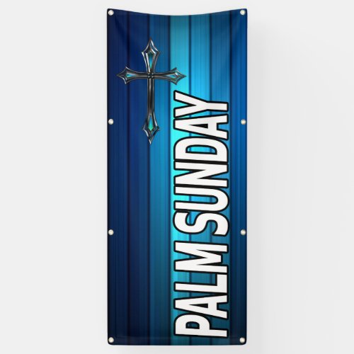 blue cross and planks Palm Sunday Banner