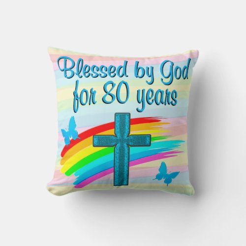 BLUE CROSS AND RAINBOW 80TH BIRTHDAY PILLOW