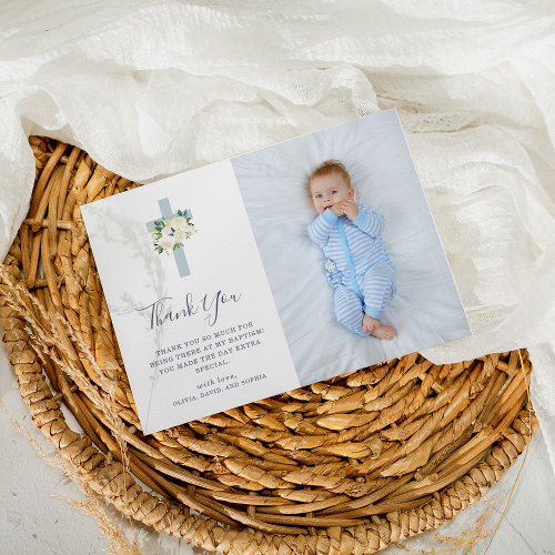 Blue Cross and White Flowers | Photo Boy Baptism