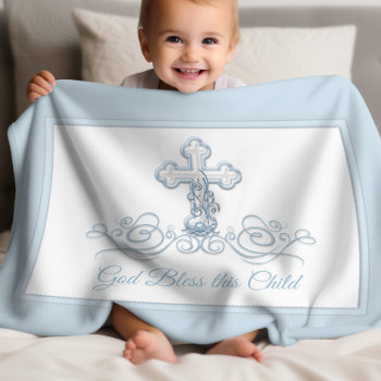 Blue Cross Baby Boy Baptism Blanket by All_Occasion_Gifts at Zazzle