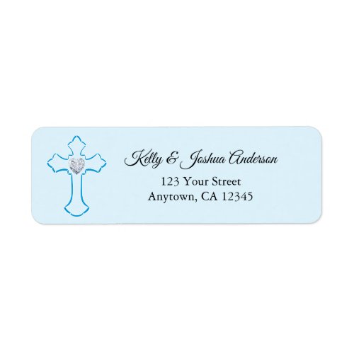 Blue Cross Baby Boy Baptism  Christening Address Label