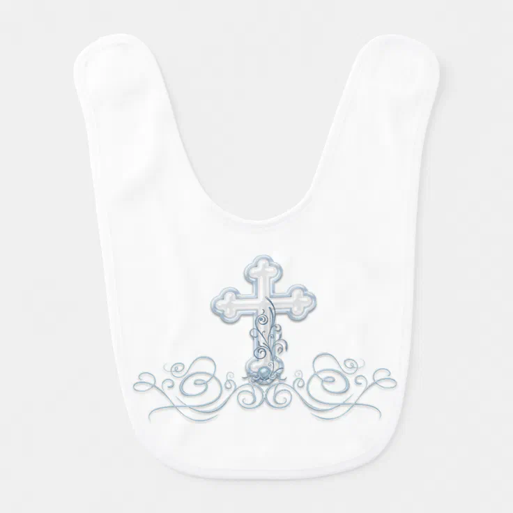 Blue Cross Baby Boy Baptism Christening Bibs Zazzle