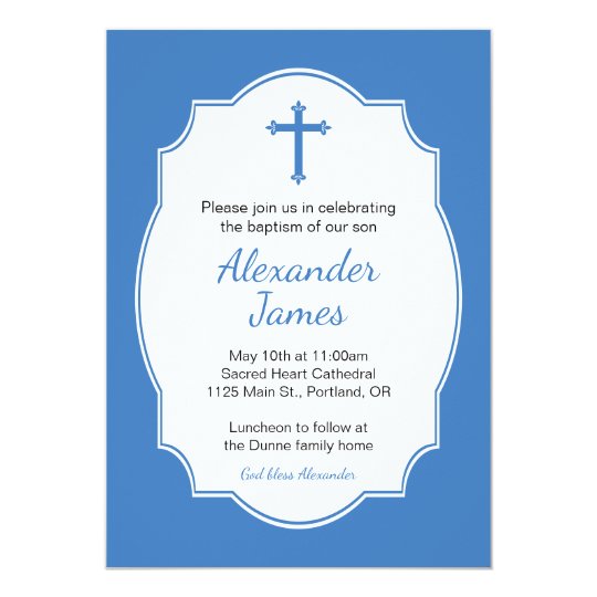 Blue Cross Baby Boy Baptism Christening Invitation | Zazzle.com