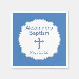 Blue Cross Baby Boy Baptism Christening Napkins