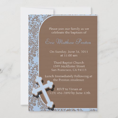 Blue Cross Baptism/Christening Invitation