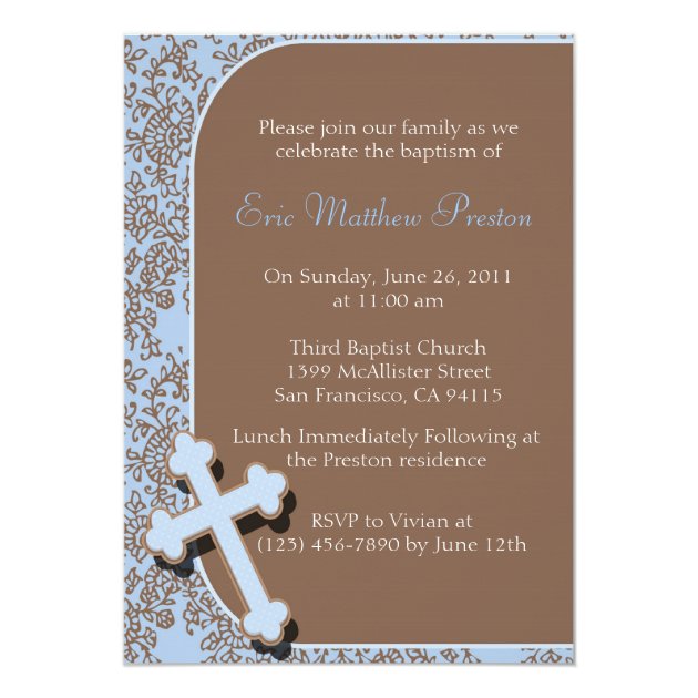 Blue Cross Baptism/Christening Invitation
