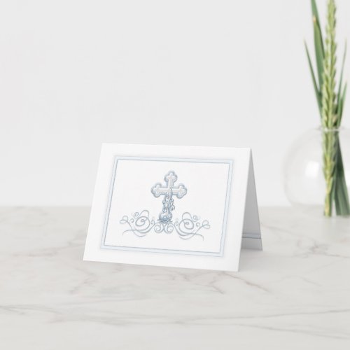 Blue Cross Baptism First Communion Thank You Cards