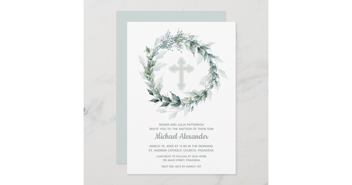 Blue Cross Baptism Invitation | Zazzle