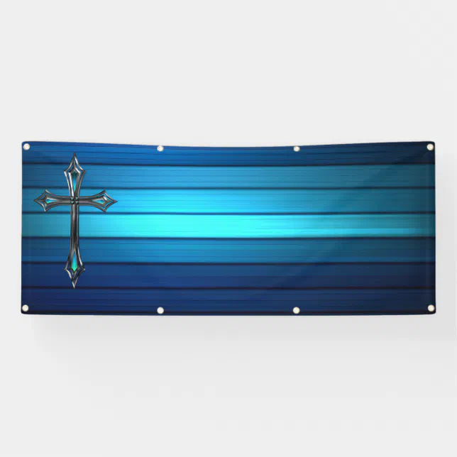 Blue Cross Blue Plank Long Blank Church Banner | Zazzle