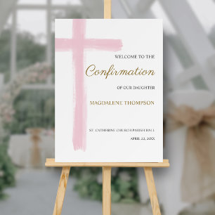 Blue Cross Boy Catholic Confirmation Welcome Foam Board