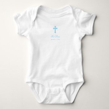 Blue Cross  |  Boy Christening Baby Bodysuit by KeepsakeGifts at Zazzle