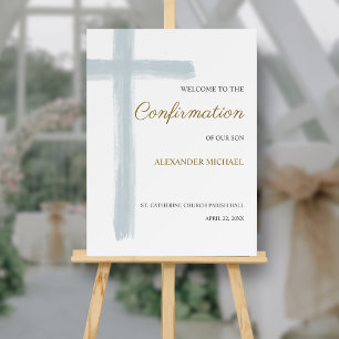 Blue Cross Catholic Boy Confirmation Welcome Foam Board