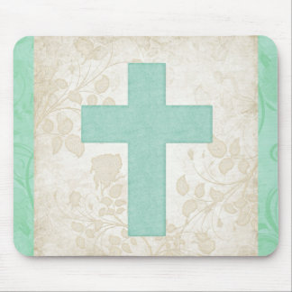 Blue Cross Christian Design Mouse Pad