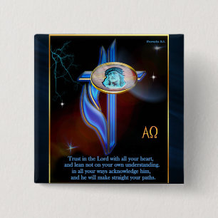Blue cross Christian Scriptures Button