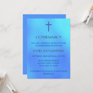 Blue Cross Confirmation Ceremony Invitation