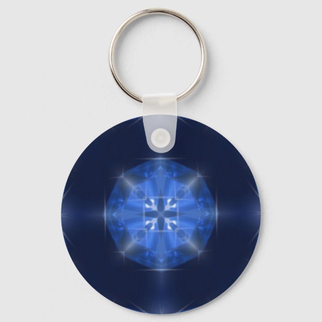 Blue Cross Design Tile by CGB Digital Art.png Keychain (Front)