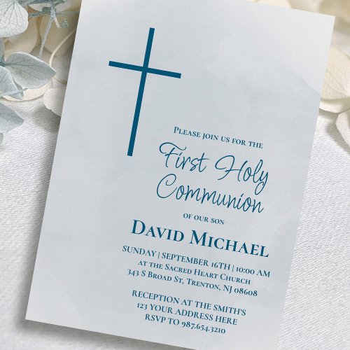 blue cross First Holy Communion boy