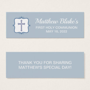 Blue Cross Holy Communion Favor Tag