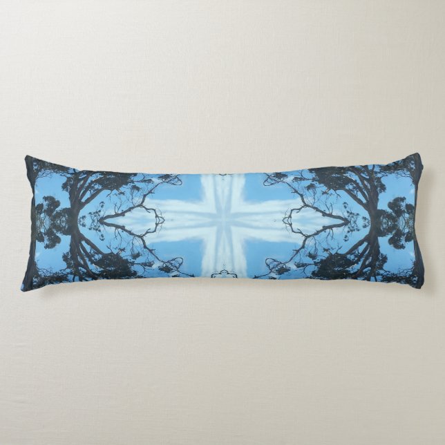 Blue Cross Nature Pattern Body Pillow (Front)