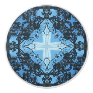 Blue Cross Nature Pattern Ceramic Knob