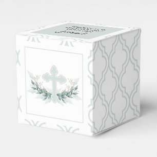 Blue Cross on Quatrefoil Party Favor Box
