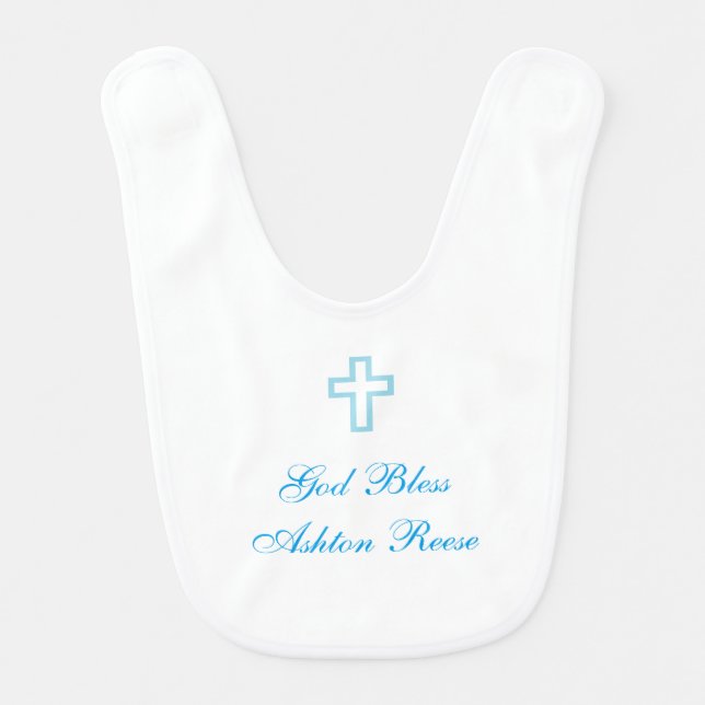 "Blue Cross" Personalized Baby Bib (Front)