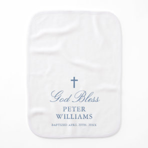 Blue Cross Personalized Baptism Baby Burp Cloth