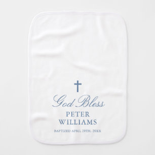 Blue Cross Personalized Baptism Baby Burp Cloth