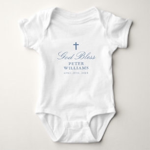 Blue Cross Personalized Baptism Outfit Baby Bodysuit