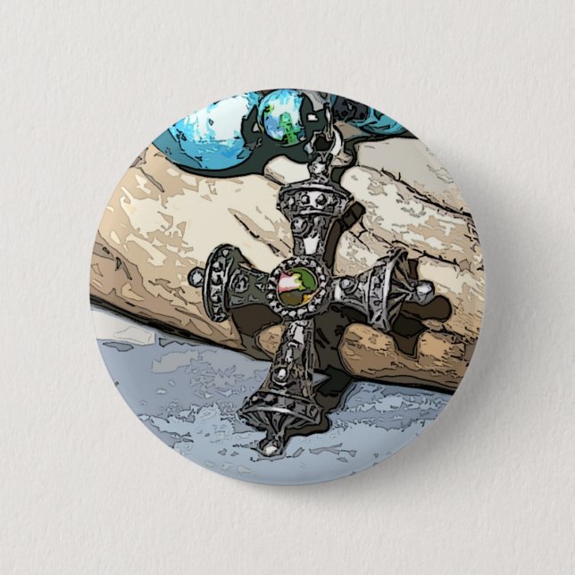 Blue Cross Pinback Button (Front)