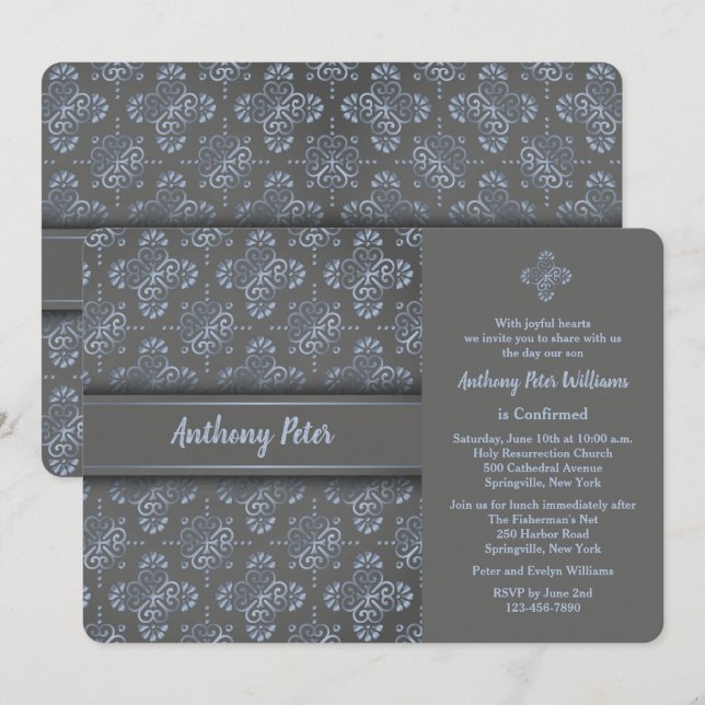 Blue Cross Religious Invitation (Front/Back)