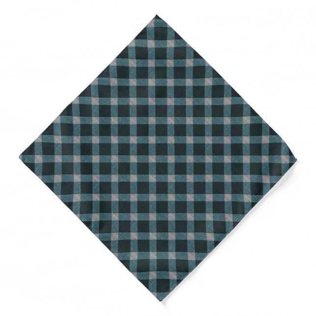 Blue cross tartan plaid with slight grey relief bandana (Front)