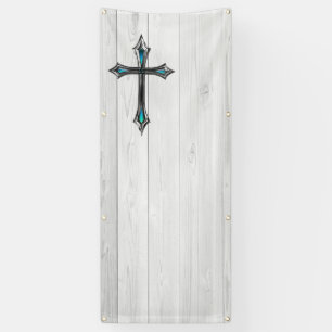 blue cross white plank blank church banner
