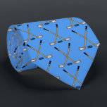 Blue Crossed Hockey Sticks and Puck Neck Tie<br><div class="desc">Blue Crossed Hockey Sticks and Puck tie</div>