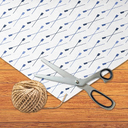 Blue crossed oars pattern sports tissue paper