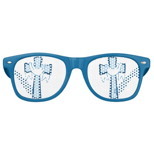 Blue Crosses Religious Christian Retro Sunglasses