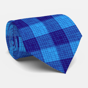 Blue Crosshatch Bold Checkered Design Neck Tie
