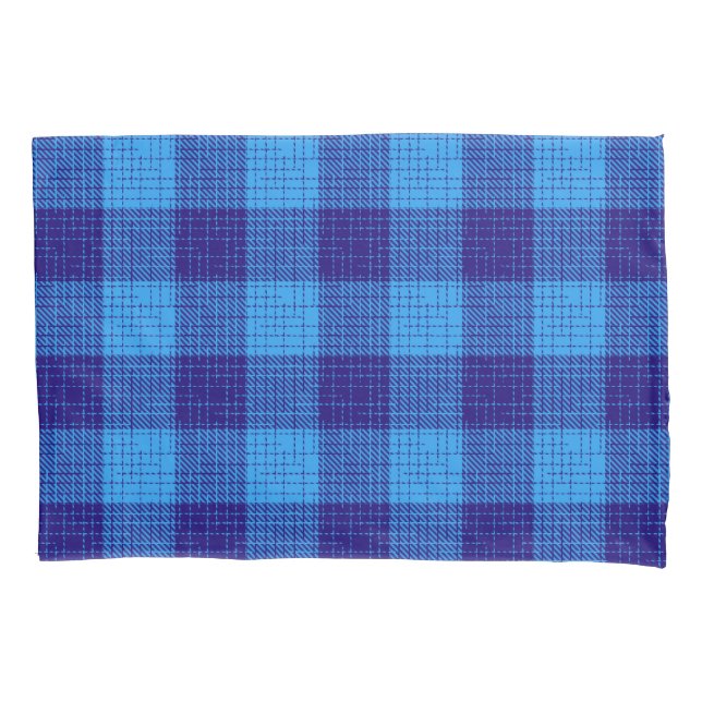 Blue Crosshatch Bold Checkered Design  Pillow Case (Front)