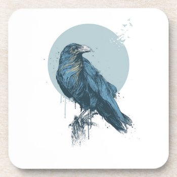 Blue Crow Hard Plastic Coaster by bsolti at Zazzle