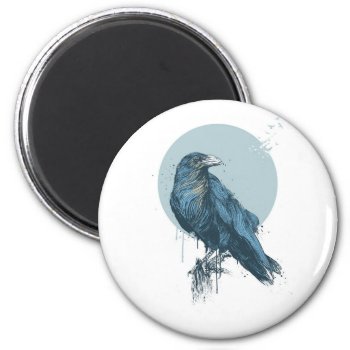 Blue Crow Magnet by bsolti at Zazzle