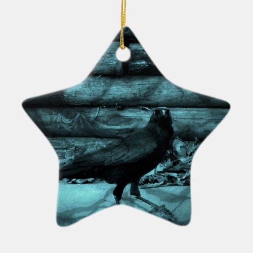 Blue Crow Shadows Ceramic Ornament