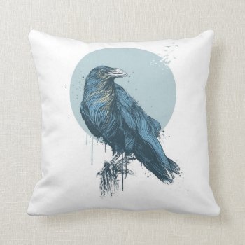 Blue Crow Throw Pillow by bsolti at Zazzle