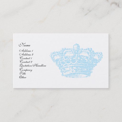 Customizable Blue Crown Business Card