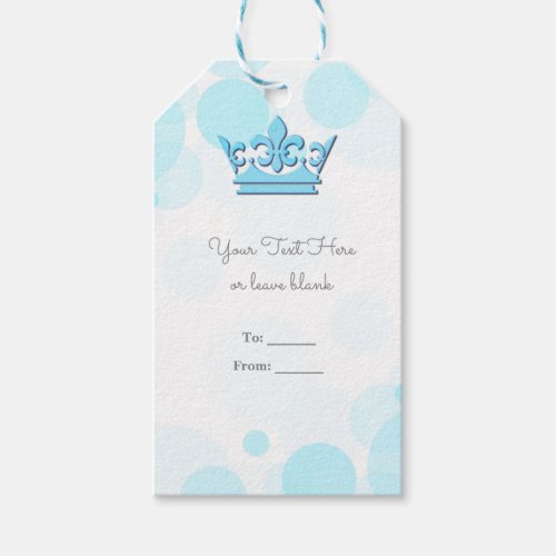 Blue Crown  Dots Royal Birthday Party Favor Gift Tags