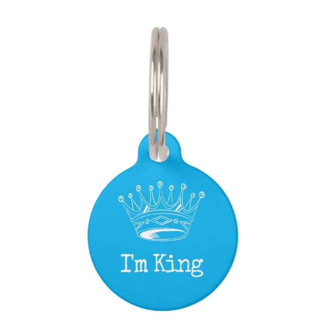 Blue Crown King Pet ID Tag