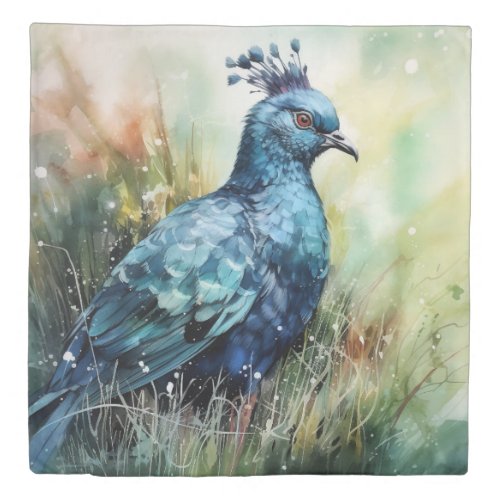 Blue Crowned Pigeon Searches for Seeds Duvet Cover