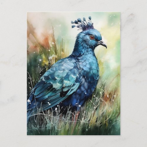 Blue Crowned Pigeon Searches for Seeds Postcard