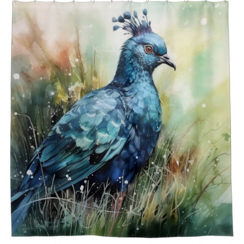 Blue Crowned Pigeon Searches for Seeds Shower Curtain