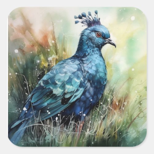 Blue Crowned Pigeon Searches for Seeds Square Sticker